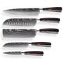 Imagem de Kit Facas Profissional Cozinha Japonesa Aço Inox Churrasco padrão laser corte preciso  restaurantes cozinhas Santoku  Chef 5 peças