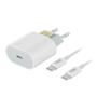 Imagem de Kit FAM Carregador De Parede + Cabo De Carregamento USB Tipo C E USB Tipo C FKT-PD52C Branco.