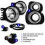 Imagem de Kit Farol Auxiliar Milha L200 Triton 2015 2016 2017 2018 Moldura Preta C/ Aro Cromado Botao Touch