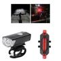 Imagem de Kit Farol Bike Frontal Com Pisca Traseiro Led Recarregável