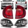 Imagem de Kit farol fox 2010 a 2014 duplo mascara negra + lanternas bicolor