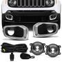 Imagem de Kit Farol Milha Jeep Renegade 2015 2016 2017 2018 2019 2020 Auxiliar Neblina + Moldura Cromada