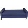 Imagem de Kit Félix com Cabeceira Cristal 1,00 cm Solteiro Baú Quarto Sala Suede Azul Marinho - Damaffe Móveis