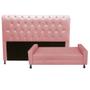 Imagem de Kit Félix com Cabeceira Cristal 1,40 cm Casal Baú Quarto Sala Suede Rose - Damaffe Móveis
