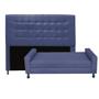 Imagem de Kit Félix com Cabeceira Dama Capitonê 1,60 cm Queen Size Baú Quarto Sala Suede Azul Marinho - Dama Capitonêffe Móveis