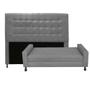Imagem de Kit Félix com Cabeceira Dama Capitonê 1,60 cm Queen Size Baú Quarto Sala Suede Cinza - Dama Capitonêffe Móveis