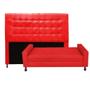 Imagem de Kit Félix com Cabeceira Dama Capitonê 90 cm Solteiro Baú Quarto Sala Suede Vermelho - Dama Capitonêffe Móveis