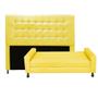 Imagem de Kit Félix com Cabeceira Dama com Strass 1,00 cm Solteiro Baú Quarto Sala material sintético Amarelo - Damaffê Móveis