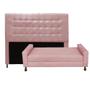 Imagem de Kit Félix com Cabeceira Dama com Strass 1,40 cm Casal Baú Quarto Sala Suede Rose - Damaffê Móveis