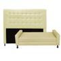 Imagem de Kit Félix com Cabeceira Dama com Strass 1,60 cm Queen Size Baú Quarto Sala Suede Bege - Damaffê Móveis