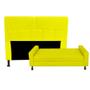 Imagem de Kit Félix com Cabeceira Dona 1,00 cm Solteiro Baú Quarto Sala material sintético Amarelo - Damaffê Móveis