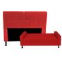 Imagem de Kit Félix com Cabeceira Dona 1,00 cm Solteiro Baú Quarto Sala Suede Vermelho - Damaffe Móveis