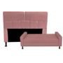 Imagem de Kit Félix com Cabeceira Dona 90 cm Solteiro Baú Quarto Sala Suede Rose - Damaffe Móveis