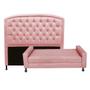 Imagem de Kit Félix com Cabeceira Geovana 1,00 cm Solteiro Baú Quarto Sala Suede Rose - Damaffe Móveis