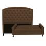 Imagem de Kit Félix com Cabeceira Geovana 90 cm Solteiro Baú Quarto Sala Suede Marrom - Damaffe Móveis