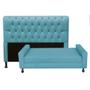 Imagem de Kit Félix com Cabeceira Lady 1,95 cm Solteiro Baú Quarto Sala Suede Azul Turquesa - Damaffe Móveis