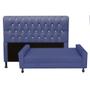 Imagem de Kit Félix com Cabeceira Lady com Strass 1,40 cm Casal Baú Quarto Sala material sintético Azul Marinho - Damaffê Móveis