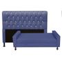 Imagem de Kit Félix com Cabeceira Lady com Strass 1,60 cm Queen Size Baú Quarto Sala Suede Azul Marinho - Damaffe Móveis