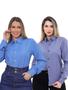 Imagem de KIT Feminino 2 Peças - Camisa Social Premium Tipo Linho Azul Cobalto e Camisa Social Slim Azul