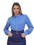 Imagem de KIT Feminino 2 peças - Jaqueta Cropped Jeans Escura e Camisa Social Slim Azul Escuro