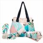 Imagem de Kit Feminino Tropical Araras Azuis com Bolsa, Necessaire e Chinelo, Magicc