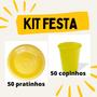 Imagem de Kit Festa 50 pratinho bolo + 50 copinho 200 ml Diversas cores - Trik Trik