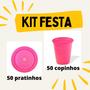 Imagem de Kit Festa 50 pratinho bolo + 50 copinho 200 ml Diversas cores - Trik Trik