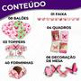 Imagem de Kit Festa de Aniversário Decorativa Rosa Menina Jardim das Borboletas - 62 peças - Festcolor