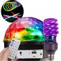 Imagem de Kit Festa Globo Colorido Led Rgb Usb Mp3 e Lâmpada NEON Com 10 Pulseiras