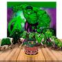 Imagem de Kit festa Hulk Decora Painel TNT GG +Topo de bolo +6 Display