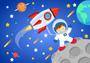 Imagem de Kit festa infantil Astronauta Kids com painel e displays de mesa