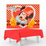 Imagem de Kit festa Minnie Decoração Toalha Vermelha + Painel TNT