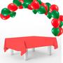 Imagem de Kit festa Natal Decoração 100 bexigas +Toalha vermelha +fita