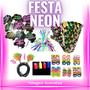 Imagem de Kit Festa Neon Aniversário Casamento 131 Ítens Pulseira Oculos Tiara Placas e Batom