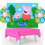 Imagem de Kit festa Peppa Pig Decoração Painel +Toalha Rosa + 25 Balão