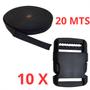 Imagem de Kit Fita Cadarço 30mm 20 Metros 10 Engates Preto