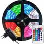 Imagem de Kit Fita De Led Rgb De 5 Metros + Controle 24 Teclas + Fonte