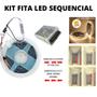 Imagem de KIT Fita LED 3528 120 LEDs 10 Metros Sequencial 24V Branco Quente 3000K + Fonte 5A