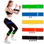 Imagem de Kit fitness 2 Dois Colchonetes Impermeável Espuma D-23 + 5 Cinco Fitas Faixa Elásticas Mini Band