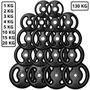 Imagem de Kit Fitness de 130Kg em Anilhas de Ferro Fundido Kit com 18 Peças