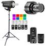 Imagem de Kit Flash Estúdio 250w Greika Eg-250 Com Rádio Flash + Projetor Efeito Janela E Gelatinas