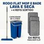 Imagem de Kit Flat Mop com Balde Lava e Seca + 4 Refis Microfibra