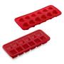 Imagem de Kit Forminhas de Silicone Antiaderente 12 Cubos Vermelho e Forminha de Coração Fácil de Limpar Flexível para Freezer