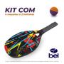 Imagem de Kit Frescobol 4 Raquetes Beach Tênis Praia + 2 Bolinhas Borracha - BT100 Belfix