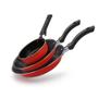 Kit Frigideiras Francesas 18 E 24 E Frigideira Ovo 14 Antiaderente - Vermelho - Alumínio Nacional Imagem de Kit Frigideiras Francesas 18 E 24 E Frigideira Ovo 14 Antiaderente - Vermelho