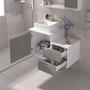 Imagem de Kit gabinete banheiro completo - armário + cuba + espelheira cross 80cm branco/cinza