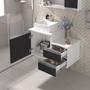 Imagem de Kit gabinete banheiro completo - armário + cuba + espelheira cross 80cm branco/preto