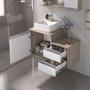 Imagem de Kit gabinete banheiro completo - armário + cuba + espelheira cross 80cm madeirado/branco