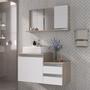 Imagem de Kit gabinete banheiro completo - armário + cuba + espelheira cross 80cm madeirado/branco