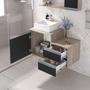 Imagem de Kit gabinete banheiro completo - armário + cuba + espelheira cross 80cm madeirado/preto